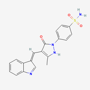 molecular formula C19H16N4O3S B14168908 4-[(4E)-4-(1H-indol-3-ylmethylidene)-3-methyl-5-oxo-4,5-dihydro-1H-pyrazol-1-yl]benzenesulfonamide 