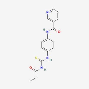 molecular formula C16H16N4O2S B14168978 N-[4-(propanoylcarbamothioylamino)phenyl]pyridine-3-carboxamide CAS No. 532982-23-3