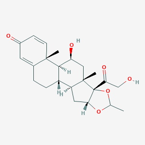 molecular formula C23H30O6 B141690 (1S,2S,4R,8S,9S,11S,12S,13R)-11-Hydroxy-8-(2-hydroxyacetyl)-6,9,13-trimethyl-5,7-dioxapentacyclo[10.8.0.02,9.04,8.013,18]icosa-14,17-dien-16-one CAS No. 1040085-98-0