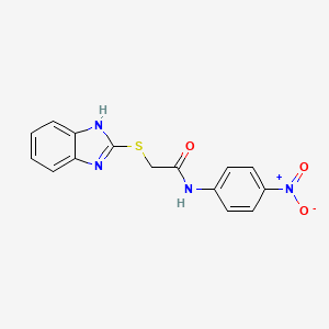 molecular formula C15H12N4O3S B14169093 Acetamide, 2-(1H-benzimidazol-2-ylthio)-N-(4-nitrophenyl)- CAS No. 41215-93-4
