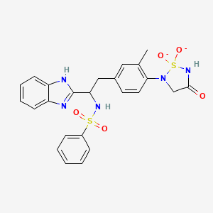 molecular formula C24H23N5O5S2-2 B14169140 N-[1-(1H-benzimidazol-2-yl)-2-[4-(1,1-dioxido-4-oxo-1,2,5-thiadiazolidin-2-yl)-3-methylphenyl]ethyl]benzenesulfonamide 