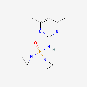 molecular formula C10H16N5OP B14169248 Phosphinic amide, P,P-bis(1-aziridinyl)-N-(4,6-dimethyl-2-pyrimidinyl)- CAS No. 3408-51-3