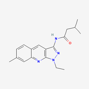 molecular formula C18H22N4O B14169311 N-(1-ethyl-7-methylpyrazolo[3,4-b]quinolin-3-yl)-3-methylbutanamide CAS No. 713089-56-6
