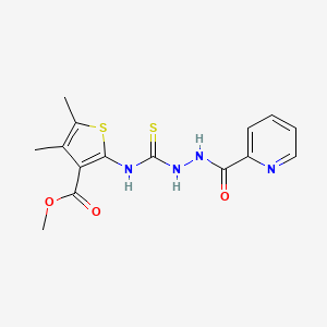 molecular formula C15H16N4O3S2 B14169363 Methyl 4,5-dimethyl-2-({[2-(pyridin-2-ylcarbonyl)hydrazinyl]carbonothioyl}amino)thiophene-3-carboxylate CAS No. 588698-06-0