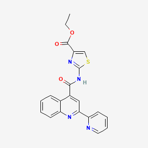 molecular formula C21H16N4O3S B14169369 Ethyl 2-[(2-pyridin-2-ylquinoline-4-carbonyl)amino]-1,3-thiazole-4-carboxylate CAS No. 380323-16-0
