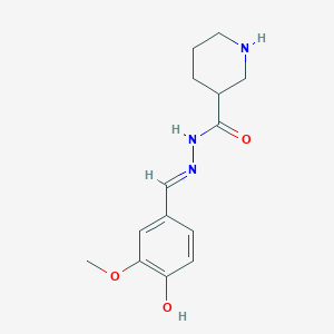 molecular formula C14H19N3O3 B1416944 N'-[(1E)-(4-hydroxy-3-methoxyphenyl)methylidene]piperidine-3-carbohydrazide CAS No. 1376762-16-1