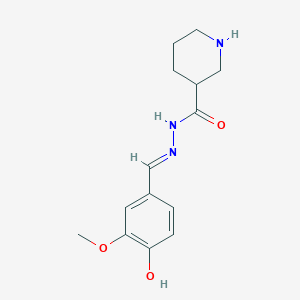 N'-[(1E)-(4-hydroxy-3-methoxyphenyl)methylidene]piperidine-3-carbohydrazide