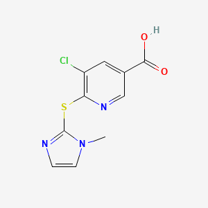 5-chloro-6-[(1-methyl-1H-imidazol-2-yl)sulfanyl]pyridine-3-carboxylic acid