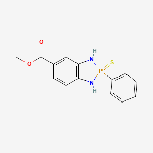 molecular formula C14H13N2O2PS B14169659 Methyl 2-phenyl-2,3-dihydro-1h-1,3,2-benzodiazaphosphole-5-carboxylate 2-sulfide CAS No. 4600-20-8