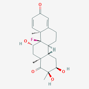 molecular formula C21H27FO5 B14169677 (2r,3r,4As,4bs,10as,10br,11s,12as)-10b-fluoro-2,3,11-trihydroxy-2,10a,12a-trimethyl-3,4,4a,5,6,10a,10b,11,12,12a-decahydrochrysene-1,8(2h,4bh)-dione CAS No. 3834-28-4