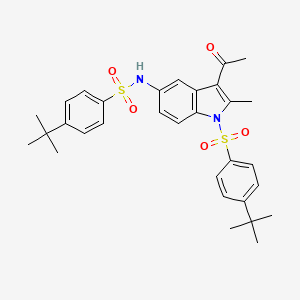 molecular formula C31H36N2O5S2 B14169922 N-{3-acetyl-1-[(4-tert-butylphenyl)sulfonyl]-2-methyl-1H-indol-5-yl}-4-tert-butylbenzenesulfonamide CAS No. 305373-49-3