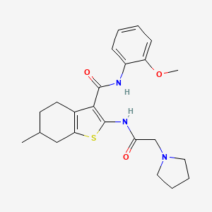 molecular formula C23H29N3O3S B14169972 N-(2-methoxyphenyl)-6-methyl-2-[(pyrrolidin-1-ylacetyl)amino]-4,5,6,7-tetrahydro-1-benzothiophene-3-carboxamide CAS No. 4548-55-4