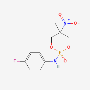 molecular formula C10H12FN2O5P B14170054 N-(4-fluorophenyl)-5-methyl-5-nitro-2-oxidanylidene-1,3,2$l^{5}-dioxaphosphinan-2-amine CAS No. 20926-67-4