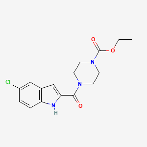 molecular formula C16H18ClN3O3 B14170137 ethyl 4-(5-chloro-1H-indole-2-carbonyl)piperazine-1-carboxylate CAS No. 904262-97-1