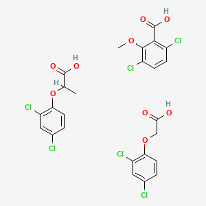 molecular formula C25H20Cl6O9 B14170270 Benzoic acid, 3,6-dichloro-2-methoxy-, mixt. with (2,4-dichlorophenoxy)acetic acid and 2-(2,4-dichlorophenoxy)propanoic acid CAS No. 73432-74-3