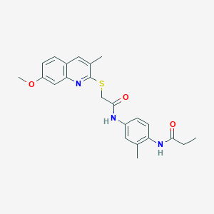 molecular formula C23H25N3O3S B14170312 N-(4-{2-[(7-Methoxy-3-methylquinolin-2-yl)sulfanyl]acetamido}-2-methylphenyl)propanamide CAS No. 3891-47-2