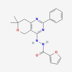 molecular formula C20H20N4O3 B14170407 N'-(7,7-dimethyl-2-phenyl-5,8-dihydropyrano[4,3-d]pyrimidin-4-yl)furan-2-carbohydrazide CAS No. 845628-84-4