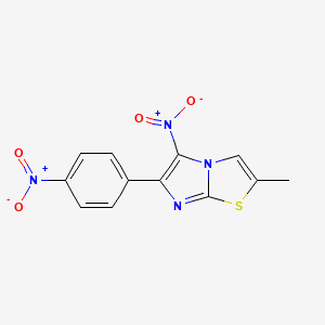 molecular formula C12H8N4O4S B14170496 Imidazo(2,1-b)thiazole, 2-methyl-5-nitro-6-(p-nitrophenyl)- CAS No. 95152-79-7