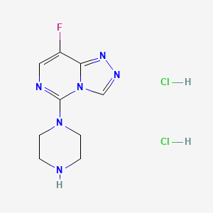 molecular formula C9H13Cl2FN6 B1417061 8-Fluoro-5-piperazin-1-yl[1,2,4]triazolo[4,3-c]pyrimidine dihydrochloride CAS No. 2173089-88-6