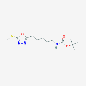 molecular formula C13H23N3O3S B14170625 tert-butyl N-[5-(5-methylsulfanyl-1,3,4-oxadiazol-2-yl)pentyl]carbamate CAS No. 840480-32-2