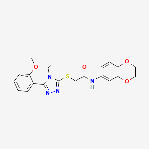 molecular formula C21H22N4O4S B14170632 N-(2,3-dihydro-1,4-benzodioxin-6-yl)-2-{[4-ethyl-5-(2-methoxyphenyl)-4H-1,2,4-triazol-3-yl]sulfanyl}acetamide CAS No. 849020-91-3