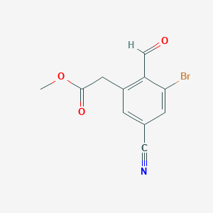 molecular formula C11H8BrNO3 B1417064 Methyl 3-bromo-5-cyano-2-formylphenylacetate CAS No. 1805578-19-1