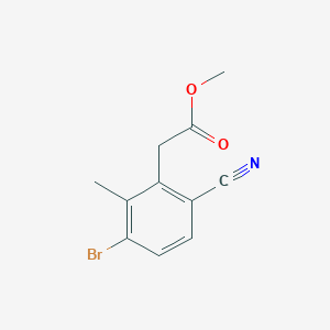 molecular formula C11H10BrNO2 B1417080 Methyl 3-bromo-6-cyano-2-methylphenylacetate CAS No. 1805596-40-0