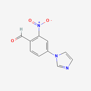 molecular formula C10H7N3O3 B14170815 Benzaldehyde, 4-(1H-imidazol-1-yl)-2-nitro- 