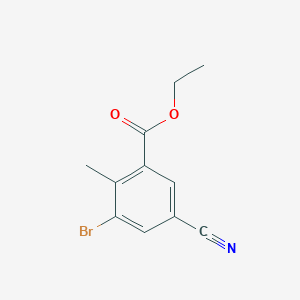 molecular formula C11H10BrNO2 B1417088 Ethyl 3-bromo-5-cyano-2-methylbenzoate CAS No. 1805248-92-3