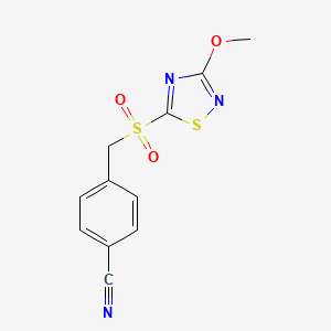 molecular formula C11H9N3O3S2 B14171037 4-[(3-Methoxy-1,2,4-thiadiazole-5-sulfonyl)methyl]benzonitrile CAS No. 922504-69-6