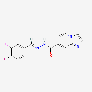 molecular formula C15H10FIN4O B1417132 N'-[(4-Fluoro-3-iodophenyl)methylene]imidazo[1,2-a]pyridine-7-carbohydrazide CAS No. 2209093-30-9