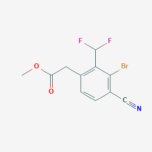 molecular formula C11H8BrF2NO2 B1417134 Methyl 3-bromo-4-cyano-2-(difluoromethyl)phenylacetate CAS No. 1805594-44-8