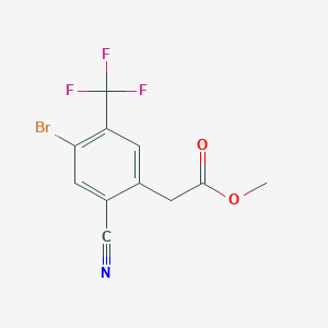 molecular formula C11H7BrF3NO2 B1417136 Methyl 4-bromo-2-cyano-5-(trifluoromethyl)phenylacetate CAS No. 1805188-60-6