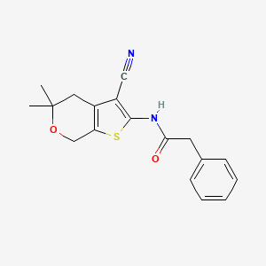 molecular formula C18H18N2O2S B14171402 N-(3-cyano-5,5-dimethyl-4,7-dihydrothieno[2,3-c]pyran-2-yl)-2-phenylacetamide CAS No. 353484-29-4