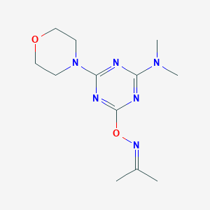 molecular formula C12H20N6O2 B14171586 N,N-dimethyl-4-morpholin-4-yl-6-(propan-2-ylideneamino)oxy-1,3,5-triazin-2-amine CAS No. 847336-46-3