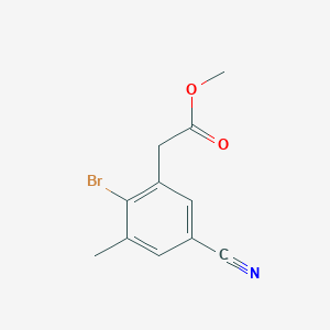 molecular formula C11H10BrNO2 B1417199 Methyl 2-bromo-5-cyano-3-methylphenylacetate CAS No. 1807082-13-8
