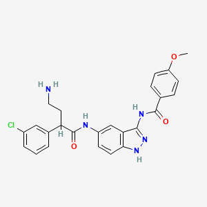 molecular formula C25H24ClN5O3 B14172018 N-(5-(4-Amino-2-(3-chlorophenyl)butanamido)-1H-indazol-3-yl)-4-methoxybenzamide 