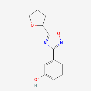 molecular formula C12H12N2O3 B1417264 3-[5-(氧杂环己烷-2-基)-1,2,4-恶二唑-3-基]苯酚 CAS No. 1152514-20-9