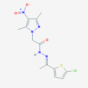 molecular formula C13H14ClN5O3S B14172846 N'-[(1E)-1-(5-chlorothiophen-2-yl)ethylidene]-2-(3,5-dimethyl-4-nitro-1H-pyrazol-1-yl)acetohydrazide 