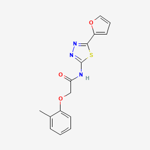 molecular formula C15H13N3O3S B14172868 N-[5-(furan-2-yl)-1,3,4-thiadiazol-2-yl]-2-(2-methylphenoxy)acetamide CAS No. 459795-87-0