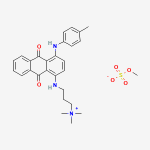 molecular formula C27H30N3O2.CH3O4S<br>C28H33N3O6S B14173377 1-Propanaminium, 3-((9,10-dihydro-4-((4-methylphenyl)amino)-9,10-dioxo-1-anthracenyl)amino)-N,N,N-trimethyl-, methyl sulfate CAS No. 72828-93-4