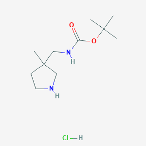 molecular formula C11H23ClN2O2 B1417366 tert-butyl N-[(3-methylpyrrolidin-3-yl)methyl]carbamate hydrochloride CAS No. 2173992-06-6