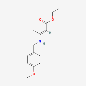 molecular formula C14H19NO3 B1417371 2E)-3-[(4-甲氧基苄基)氨基]丁-2-烯酸乙酯 CAS No. 2088565-26-6