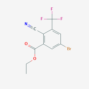 molecular formula C11H7BrF3NO2 B1417375 Ethyl 5-bromo-2-cyano-3-(trifluoromethyl)benzoate CAS No. 1807023-76-2