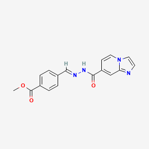 molecular formula C17H14N4O3 B1417376 Methyl 4-{[(imidazo[1,2-a]pyridin-7-ylcarbonyl)hydrazono]methyl}benzoate CAS No. 2197064-22-3