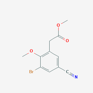 molecular formula C11H10BrNO3 B1417377 Methyl 3-bromo-5-cyano-2-methoxyphenylacetate CAS No. 1806853-21-3