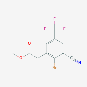 molecular formula C11H7BrF3NO2 B1417382 Methyl 2-bromo-3-cyano-5-(trifluoromethyl)phenylacetate CAS No. 1805188-40-2