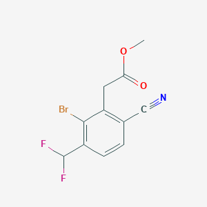molecular formula C11H8BrF2NO2 B1417383 Methyl 2-bromo-6-cyano-3-(difluoromethyl)phenylacetate CAS No. 1805519-22-5