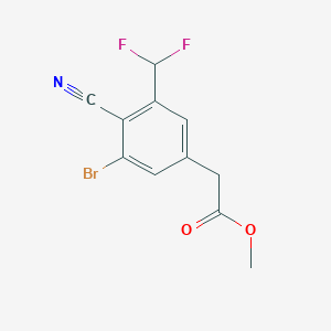 molecular formula C11H8BrF2NO2 B1417385 Methyl 3-bromo-4-cyano-5-(difluoromethyl)phenylacetate CAS No. 1804386-48-8