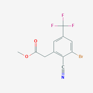 molecular formula C11H7BrF3NO2 B1417386 Methyl 3-bromo-2-cyano-5-(trifluoromethyl)phenylacetate CAS No. 1805578-36-2